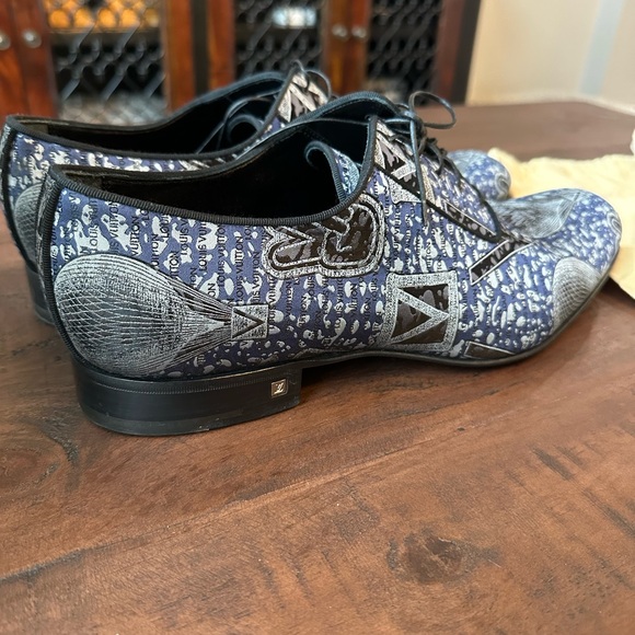 Louis Vuitton Blue Hot Air Balloon Embroidered Tuxedo Dress Shoes - Picture 3 of 8